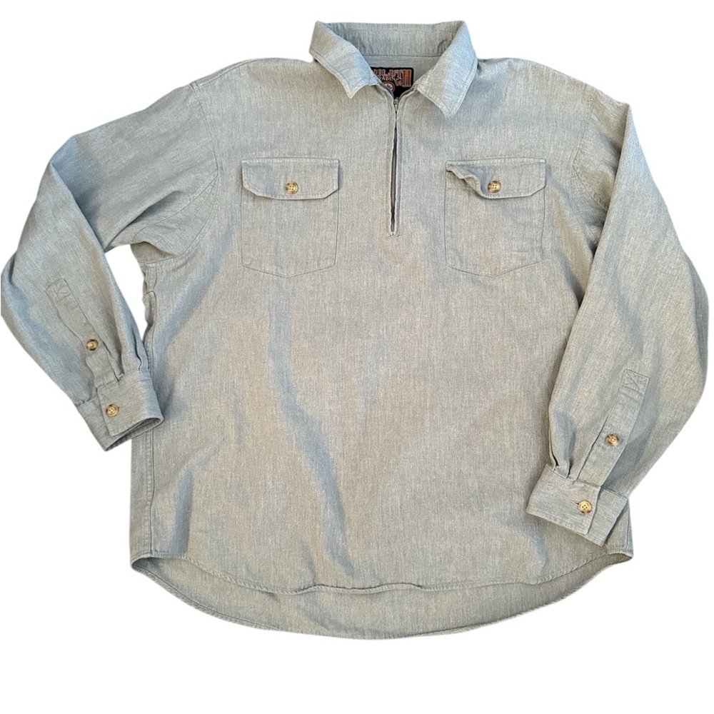 Duluth Trading Co Quarter Zip Denim Shirt, Size XL